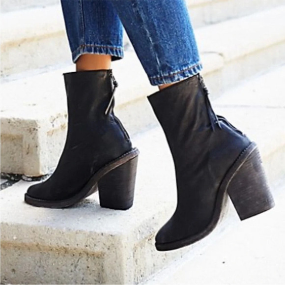 Free People Marquis Black Block Heel Ankle Boots Size 39 - Picture 14 of 16